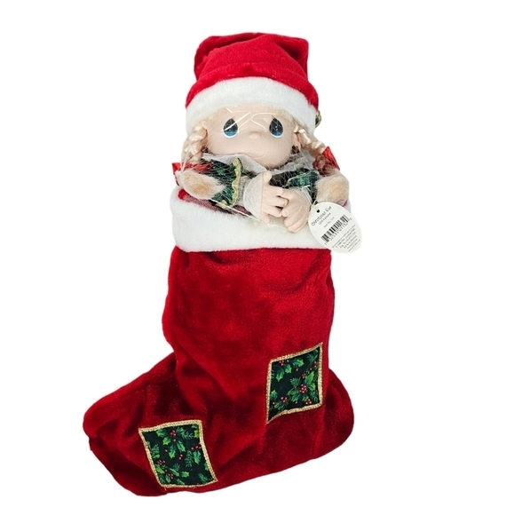 NWT Vintage‎ 90s Precious Moments Christmas Eve Doll in Christmas Stocking - Picture 9 of 9